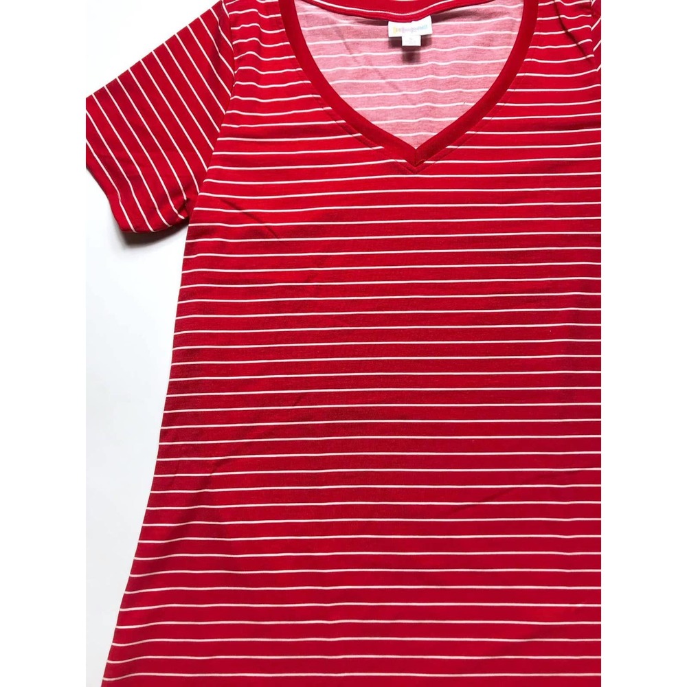 Red & White Stripe LuLaRoe Christy Tee, XS, NWT